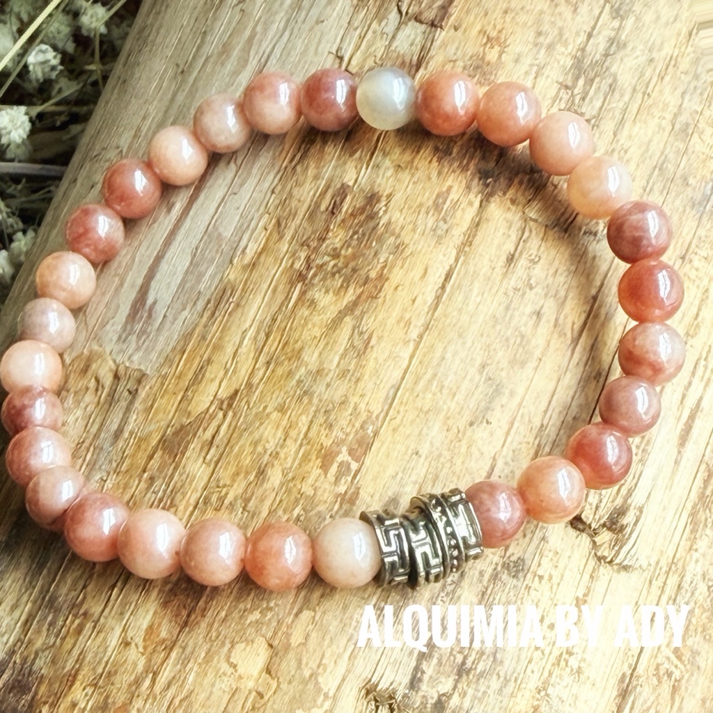 Stackable Statement Peach Sunstone With Silver Soft Alquimia 58$